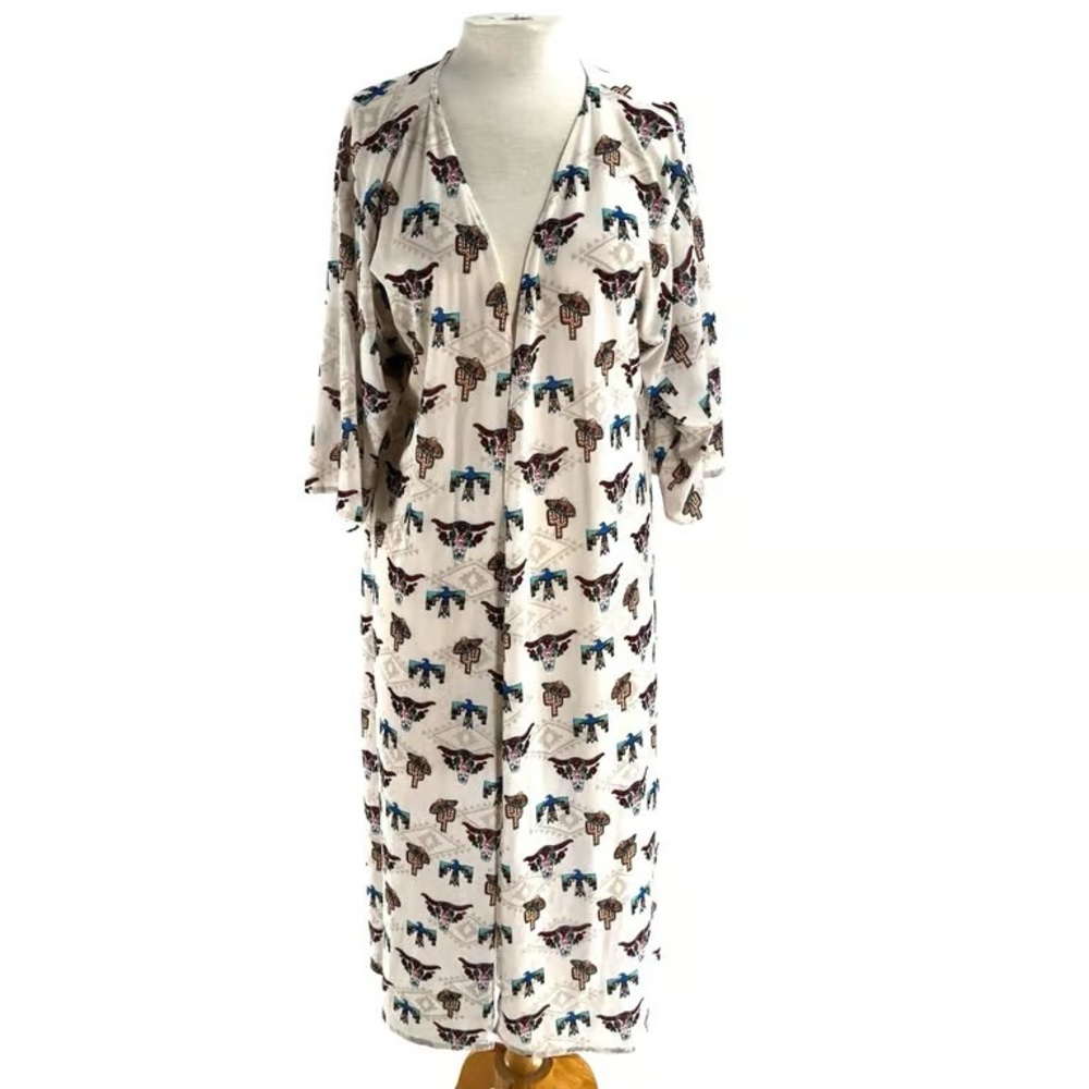Ivory Southwestern Print Long Duster - Picture 1 of 1